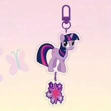 MY LITTLE PONY 1个小马宝莉亚克力钥匙扣吊坠 - 全息风格，包含暮光闪闪、柔柔和碧琪，创意金属钥匙圈，适合挂在背包、学习用品、宿舍和返校装饰上 - 彩色 - 查看 5