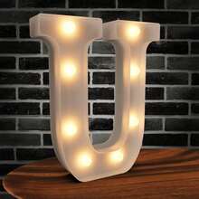Light Up Marquee Letters - 26 Alphabet Battery Powered LED Lights Sign, Night Light White Plastic For Engagement Party Wedding Baby Shower Birthday, Table Decorations, Prom And Events, Marry Me (Letter M) - Letter U - View 8
