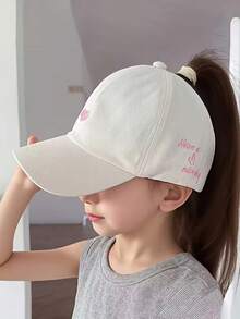 1pc Adjustable Children's Baseball Cap With Heart Embroidery, Suitable For Daily Wear, Outdoor Sports, Beach Vacation, Sun Protection, Fits Ages 3-8 Years, Spring/Summer - Multicolor - View 8