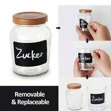 50 Movable Blackboard Stickers +1 Whiteboard Pen, Chalk Label Stickers, Seasoning Bottle Labels, Household Kitchenware (5 Pieces)