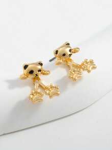 1 Pair Girl's Cat Paw Hanging Earrings, Creative & Unique Design, Cute Pet, Delicate & Sweet, Versatile For Daily Wear - Multicolor - View 12