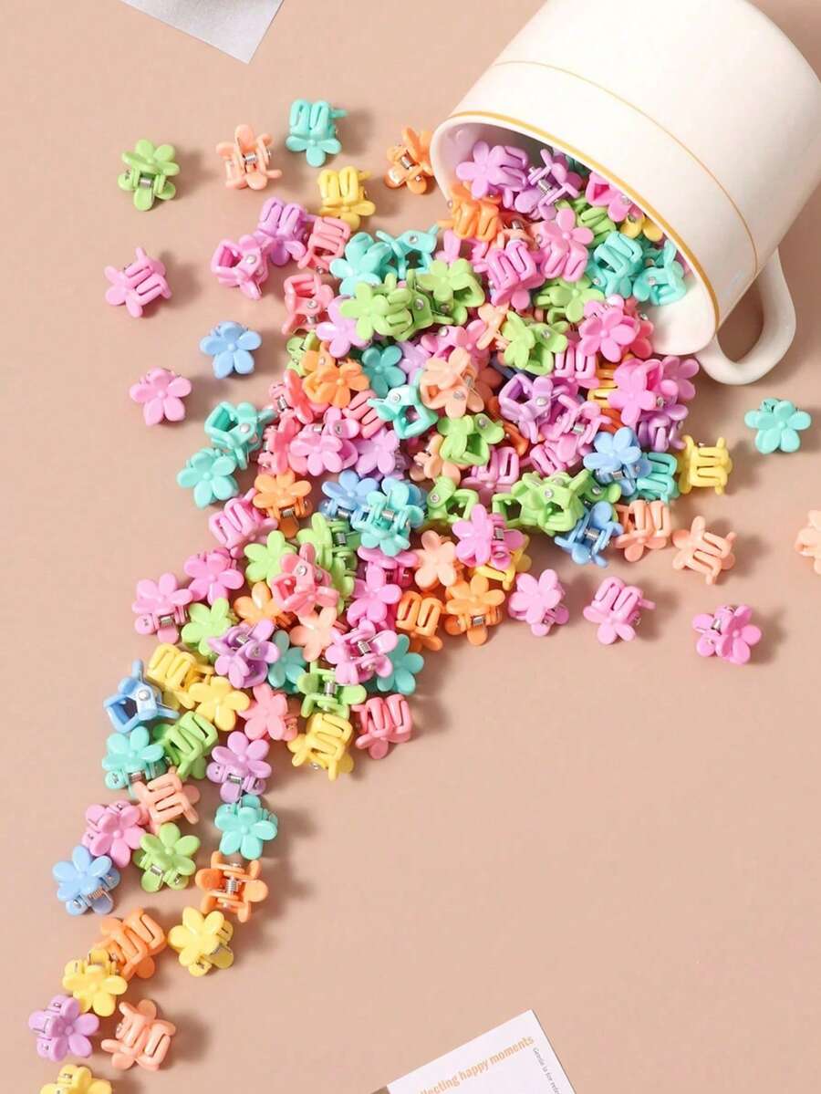 30个/套 女孩可爱纯色闪亮花朵发夹，适合日常佩戴，送朋友的礼物，发夹 - 彩色 - 查看 1