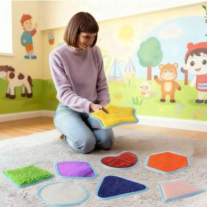 8pcs/Set Multifunctional Sensory Textured Mat, For Indoor & Outdoor Use, Sensory Carpet, Sensory Play Toy Mat Room Decor Rug Bedroom Decor Rugs