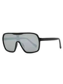 1pc Women's Plastic One-Piece Large Frame Classic Retro Elegant Minimalist Casual Daily Versatile Hip-Hop European And American Influencer INS Fashion Fashion Glasses, Suitable For Street Photography - Multicolor - View 5