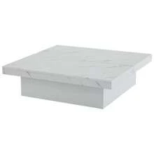 Modern White Square Coffee Table With Marble Look, 90 X 90 X 25 Cm – Old Drawers, Sliding Tabletop, Load Capacity Up To 30 Kg - White - View 10