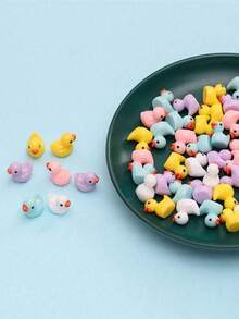 100/150/200个迷你树脂和塑料鸭子摆件，适用于娃娃屋、仙女花园、景观装饰和水族箱装饰 - 馬卡龍色 - 查看 2