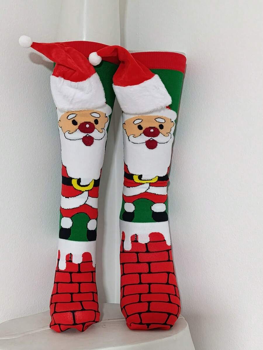 Colorful Long Socks Fun Unisex Merry Christmas 3D Spring/Autumn - Navidad 10 - Ver 1