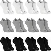 Kit 12 Pares Meias Sapatilha Soquete Invisível Rafa Parize Masculina Confortável Unissex Original - 4 Pretas 4 Brancas 4 Cinzas - Visão 1