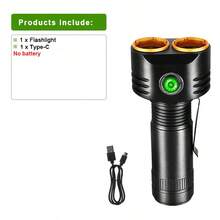 便携式迷你6LED强光手电筒，18650可充电，高功率聚光灯，户外便携式带笔筒，露营灯 - 黑色 - 查看 11