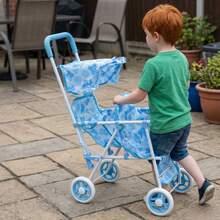 Estos dos juguetes de cochecito de metal plegables son un regalo perfecto de Navidad, cumpleaños o Año Nuevo para una niña. - Azul - Ver 3