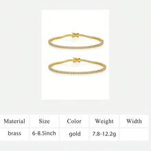 2 st 2,0 mm tennisarmband, 18K guldpläterat 2 mm kubisk zirkonia klassiskt tennisarmband - Guld*2 - Visa 12