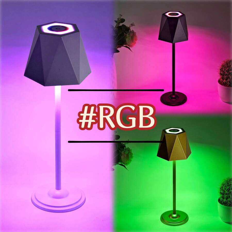 Đèn bàn LED hiện đại 1 chiếc với pin sạc 1800mAh, 16 chế độ ánh sáng RGB, điều chỉnh độ sáng cảm ứng và đế chắc chắn - Thích hợp cho phòng ngủ, quán bar, quán cà phê, ánh sáng trắng ấm có thể điều chỉnh, đèn quầy bar | Đèn bàn hiện đại | Đèn có thể điều chỉnh độ sáng