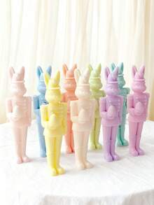 1个可爱复活节主题彩蛋蜡烛硅胶模具 - 可重复使用/易于清洁，适用于肥皂/树脂，复活节/春季复活节/情人节礼物 - 白色 - 查看 5
