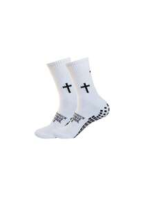 1/3/6双装新款十字纹足球/运动袜，加厚毛圈中筒防滑袜，男女通用，专业训练和比赛用袜 - 彩色 - 查看 15