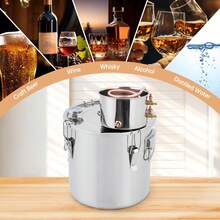 Kit de destilador de alcohol profesional de acero inoxidable: sistema de 2 recipientes de 10 galones con tubos de cobre, termómetro integrado y bomba de agua. Elaboración casera de whisky, vino y brandy. - Plateado - Ver 7