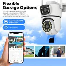 Camera WiFi 8MP, Camera chống nước IP65, Camera dạng trụ/cầu, Camera ngoài trời, Camera PTZ với tầm nhìn ban đêm có màu, Xoay 360°, Zoom kỹ thuật số 5X, Phát hiện người, Camera CCTV thích hợp cho sân vườn, phòng khách, nhà kho, siêu thị và các môi trường khác. - trắng - Xem 10
