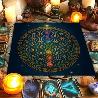 1 st Livets träd tarotduk spådom använder altarduken av de tolv stjärntecknen astrologisk ritualduk