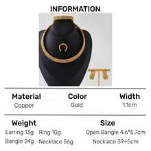 dazzdelic 4pcs Set Assorted Copper Beads 3 Rows Necklace Earrings Open Bangle Ring For Women Formal Wear, Party Accessory & Gift - 4 Piece Set - View 13