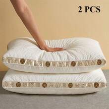 Almohada de cama rellena de 48 x 74 cm de largo, almohada de microfibra firme estándar, almohada de microfibra decorativa grande, almohada de decoración del hogar, funda de almohada de satén de color sólido, funda de almohada abierta estilo sobre suave, adecuada para ropa de cama de dormitorio. - blanco - Ver 2