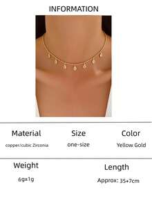 1pc Zriconia Star Eye Tear-Drop Flower Charms Necklace, Gold Women Choker With Charms, Gift For Mom, Party Daily Wear - Yellow Gold - View 12