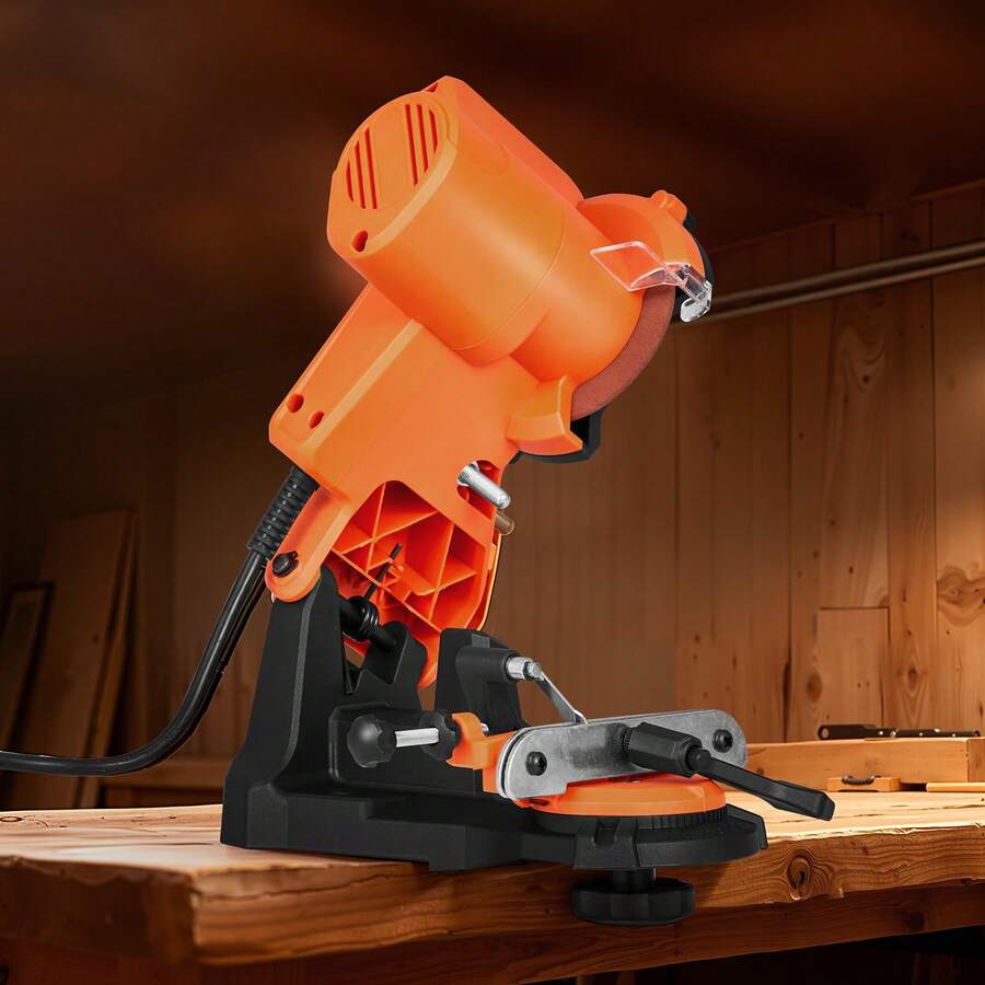 Electric Chainsaw Sharpener, 85W Bench Saw Chain Sharpener 5000RPM, Professional Chainsaw Sharpening Tool With 2 Grinding Wheels For Woodworking, Logging, Gardening - No Built-in Light, Plastic - View 1
