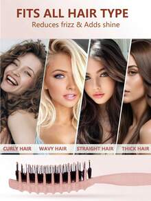 Hair brushes-EU+UK Curling Wet Hair Brush, Soft Bristle Comb, Reduces Hair Pulling And Curl Separation, Round Teeth, Unisex Styling Tool - Multicolor - View 8