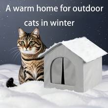 Warm In Winter, Cool In Summer Enclosed Cat/Dog Bed, Waterproof Outdoor Stray Cat House, Weatherproof, Insulated Pet Shelter - M - View 4