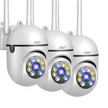 2NLF -1/2/3 Cámaras de segurida d WiFi de 1080P con visión nocturna de color completo, foco y sirena - Audio bidireccional, seguimiento de movimiento, 360° girar/levantar/zoomar para segurida d doméstica interior/exterior, compatible con Alexa, ideal para jóvenes, mayores y mascotas, segurida d interior | Sistema de segurida d moderno | Conectividad inalámbrica