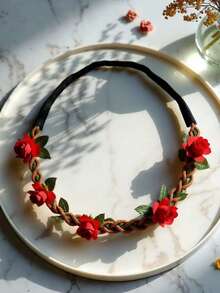 1 Stück farbenfroher Rosenblumenkranz, das beste Valentinstags-Geschenk für Frauen & Mädchen, Rosengeflochtenes Stirnband, elastisch dehnbar, Braut-Party Haarschmuck, Boho Urlaubsstil, Krone, Frauen Festival Haarschmuck, Kronen, Tiara, Kostümkrone, Haarreif Valentinstag Muse, Braut, Hochzeit - Verschiedenfarbig - Übersicht 9
