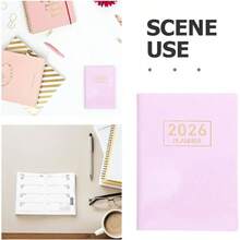 Agenda Compacta A7 2026 con Cubierta de PU Color Rosa Brillante Planificador Mensual y Semanal Pequeo para Negocios y Profesores Cuaderno Porttil para Oficina y Organizacin - Rosa - Ver 3