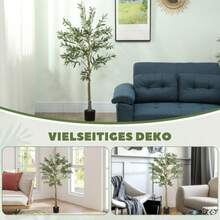 Artificial Plant, Artificial Olive Tree, 150 Cm, 720 Leaves, 40 Olives, Sturdy Flower Pot, Decorative Plant, Green