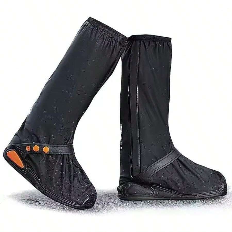 Cubrezapatos Impermeable, Cubierta del Zapato con Bandas Reflectantes para Hombres Mujeres, Protector de Zapatos Reutilizable para Motocicleta y Ciclismo - Bota de lluvia larga-M - Ver 1