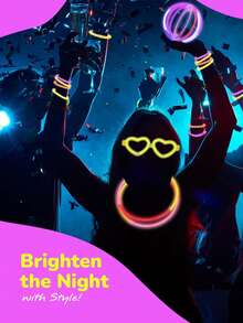 5pcs/Pack Heart-Shaped Glow Glasses, Fluorescent Glasses, Neon Glasses, Glow Stick Glasses, Adult Glow Glasses, Suitable For Dancing, Weddings, Birthdays, Parties, And Daily Wear, Party Glasses & Accessories, Christmas Countdown Calendar - Multicolor - View 5