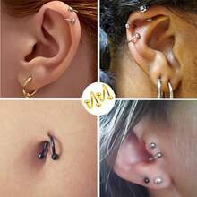 2/3pcs 16G S Lip Ring ﻿18K Gold Plated Spiral Barbell Cartilage Earring Nose Tragus Eyebrow Hoop Helix Piercing Jewelry Black Belly Button Hoop Twisted Bar Studs 3mm Balls Women And Men Body Piercing Jewelry