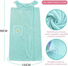 YOGONEV Bata de Ba?o Mujer Toalla Super Absorbente y Secado Rápido - Toallas de Ba?o Grandes para Adultos, Dise?o Envolvente SPA\/Hogar, Bata de Mujer en Vellón de Coral Suave No Quitapelos(Verde) - Verde - Ver 2