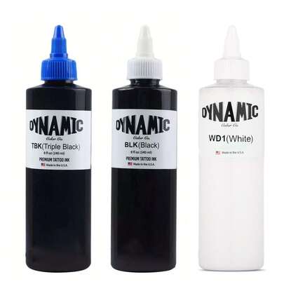 3 Peças Conjunto de Tinta para Tatuagem - Tinta para Tatuagem com Microagulha - Suprimentos para Tatuagem - Tatuagem Corporal Profissional e Pintura Artística (240ml/3 Garrafas)