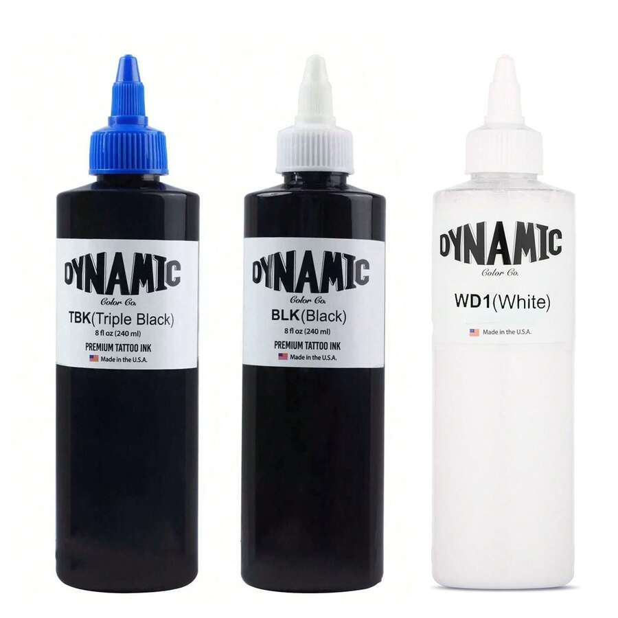 3pcs Tattoo Ink Set - Micro Needle Tattoo Ink - Tattoo Supplies - Professional Body Tattoo And Art Painting (240ml/3 Bottles) - Multicolor - View 1