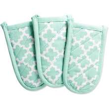 DII Cotton Lattice Dish Towels with Loop, 18 X 28" Set of 2, Fast Dry Kitchen Tea Towels for Everyday Cooking and Baking-(Aqua Pan Handle) - Multicolor - Ver 1