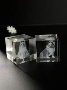 Customized Pet Memorial Crystal Cube, Pet Memorial Gift, Condolence And Mourning For Deceased Loved Ones, Pet Portrait, Personalized Pet Memorial Gift, Condolence Gift For Deceased Pets, Customized Laser Engraved Glass Desktop Decor, Multi-Functional, Colorful, Modern & Fashionable, Customized, Personalized, Unique, Ideal Gift For Him, Suitable For Anniversary, Valentine''s Day - Multicolor - View 9