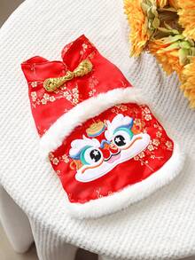 1pc Pet Clothes, Dog/Cat Apparel For Small Dogs, Cute Pet Outfit, Warm & Comfortable Pet Clothes For Small Dogs, Chinese New Year Series Tiger Design Outerwear