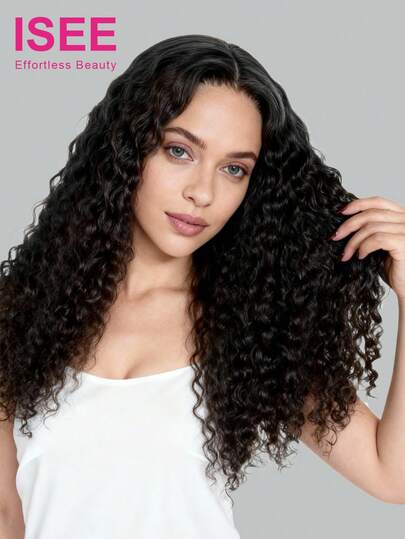 ISEE Hair Deep Wave Wear Go Glueless Wigs 6*4 HD Lace Wig 8-14 Bob Inch 16-30 Inch 180% Density Natural Color Pre-Plucked Hairline & Pre-Cut Lace Stylish Wig Natural Looking Versatile Style 100% Human Hair Wig