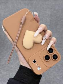 2025新款，热销！1个【哑光精准切割】深紫色纯色手机壳，兼容苹果17/17 Air/17 Pro/17 Pro Max | 附赠配套硅胶腕带，防指纹微纹理表面 | 兼容三星Galaxy S25/S24/S23/S22/S21/S20 Ultra/A16、红米Note 14/13 Pro，精准摄像头开孔+凸起边缘保护 | 吸震TPU材质，日常防摔 | 优雅深紫色，专业之选 - 棕色+愛心 - 查看 5