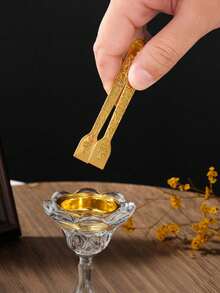 1pc Golden And Silvery, Vintage Style, Incense Burner Accessories, Metal Material Integrated Casting, Home Crafts, Carbon Stick Clamp, Charcoal Tongs, Spice Metal Clamp, Suitable For Picking Spices And Charcoal - Multicolor - View 3