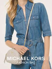 Michael Kors Jet Set Charm Convertible Camera Bag Leather Crossbody Bag For Women Vintage Shoulder Bag With Detachable And Adjustable Strap,Women's Elegant Cross Body Purse For Daily/Shopping/Evening Party/Christmas Gift