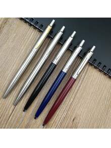 1pc Metal Push-Button Ballpoint Pen, Ultra-Thin Stainless Steel Retractable Ballpoint Pen, Ideal Gift For Business, Office, Teachers, Office Supplies Ballpoint Pen, Semi-Steel Metal Push-Button Ballpoint Pen, All-Steel Metal Ballpoint Pen Gift Pen - Black - View 7