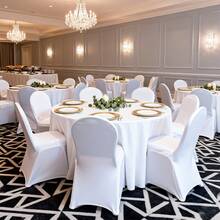 Tomnk [Buy More, Save More]36/55/72/100/110/165 Pcs Spandex Stretch Folding Chair Covers, Universal Fitted Washable Slipcovers For Dining, Party, Wedding, Banquet, Party Decoration, Mother's Day Decor - 白色 - 查看 5