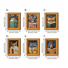 1/6 nam châm tủ lạnh kiểu cổ điển, thiết kế hình động vật đeo kính đọc sách ngộ nghĩnh, khung vàng, nhãn dán từ tính, thích hợp để trang trí bảng trắng nhà bếp, tủ văn phòng, làm quà tặng. - Nhiều màu - Xem 7