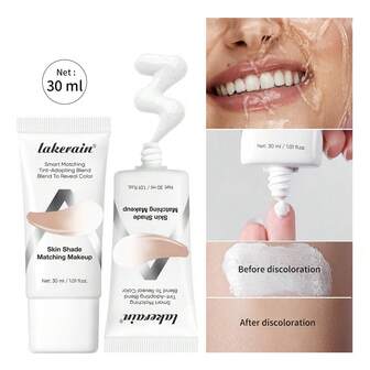  Lakerain Brightening & Moisturizing Color Changing Foundation, Skin Perfecting, Hydrating, Non-Cakey, Light Coverage, Color Adjusting Foundation