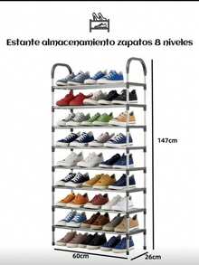 Organizador de zapateros de 6/8Niveles,Rack de Acero lnoxidable  Organizador de Zapatos Simple y Facil de Montar - Negro - Ver 8