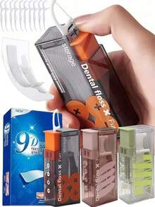 10支装便携式牙线盒，配9D牙线棒，自动弹出牙线，口腔护理 - 彩色 - 查看 3